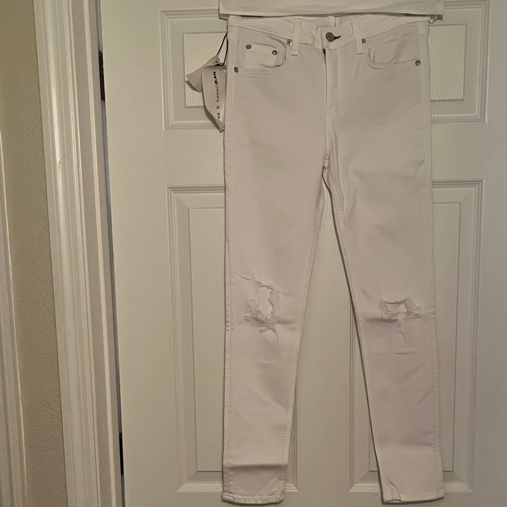 Rag & Bone White Distressed Capri Jeans